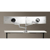 Thinking Works 2:22 Curve dual monitor arm in matte white holding two monitors side by side