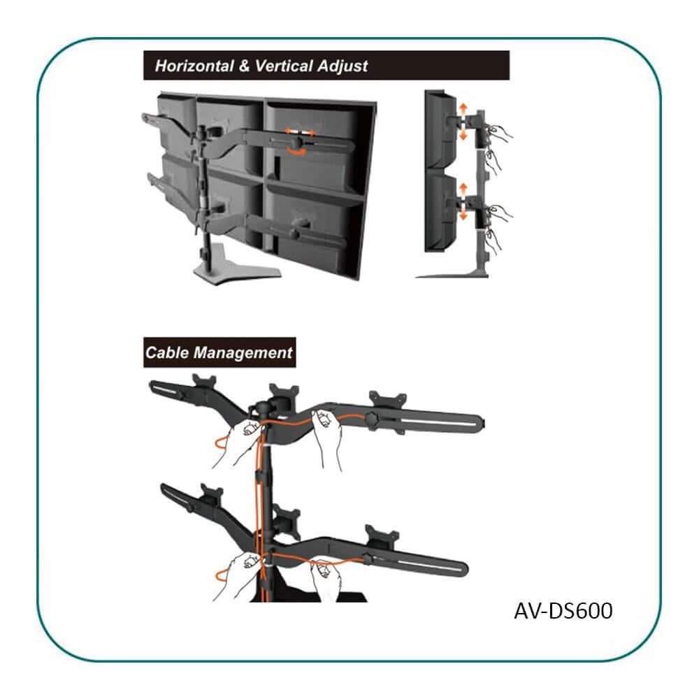 Aavara DS440 Extended Dual Monitor Pole Stand