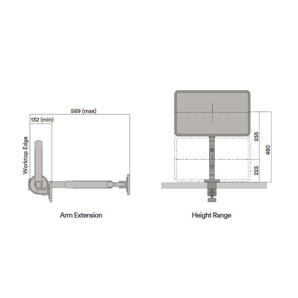 Computer Monitor Ruler Glider Glider Single Monitor Arm with fluid adjustment - Ergonomics Now